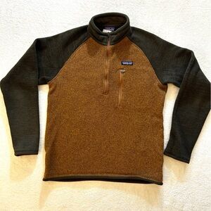 Patagonia Size Sm. Brown Quarter Zip pics show inside out also.
